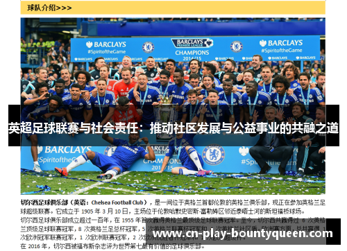 英超足球联赛与社会责任：推动社区发展与公益事业的共融之道